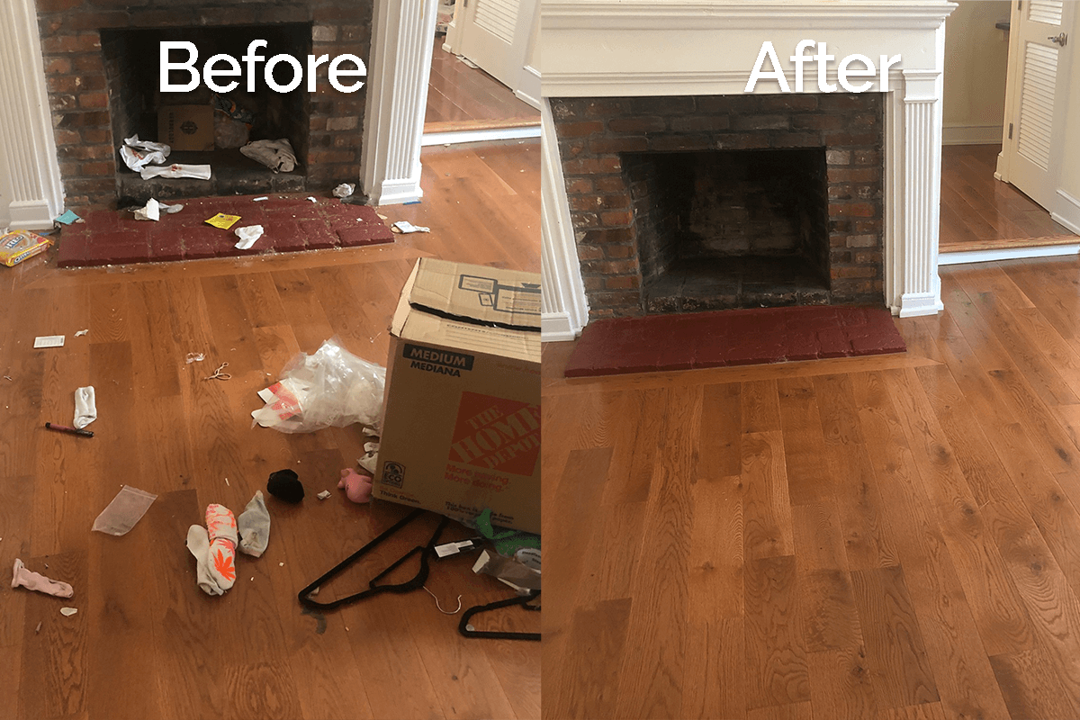 Fireplace Cleaning Before & After in Collegeville Apartment