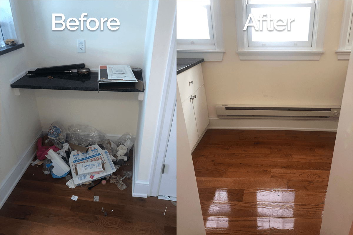 Kitchen Counter Cleaning Before & After in Collegeville Apartment