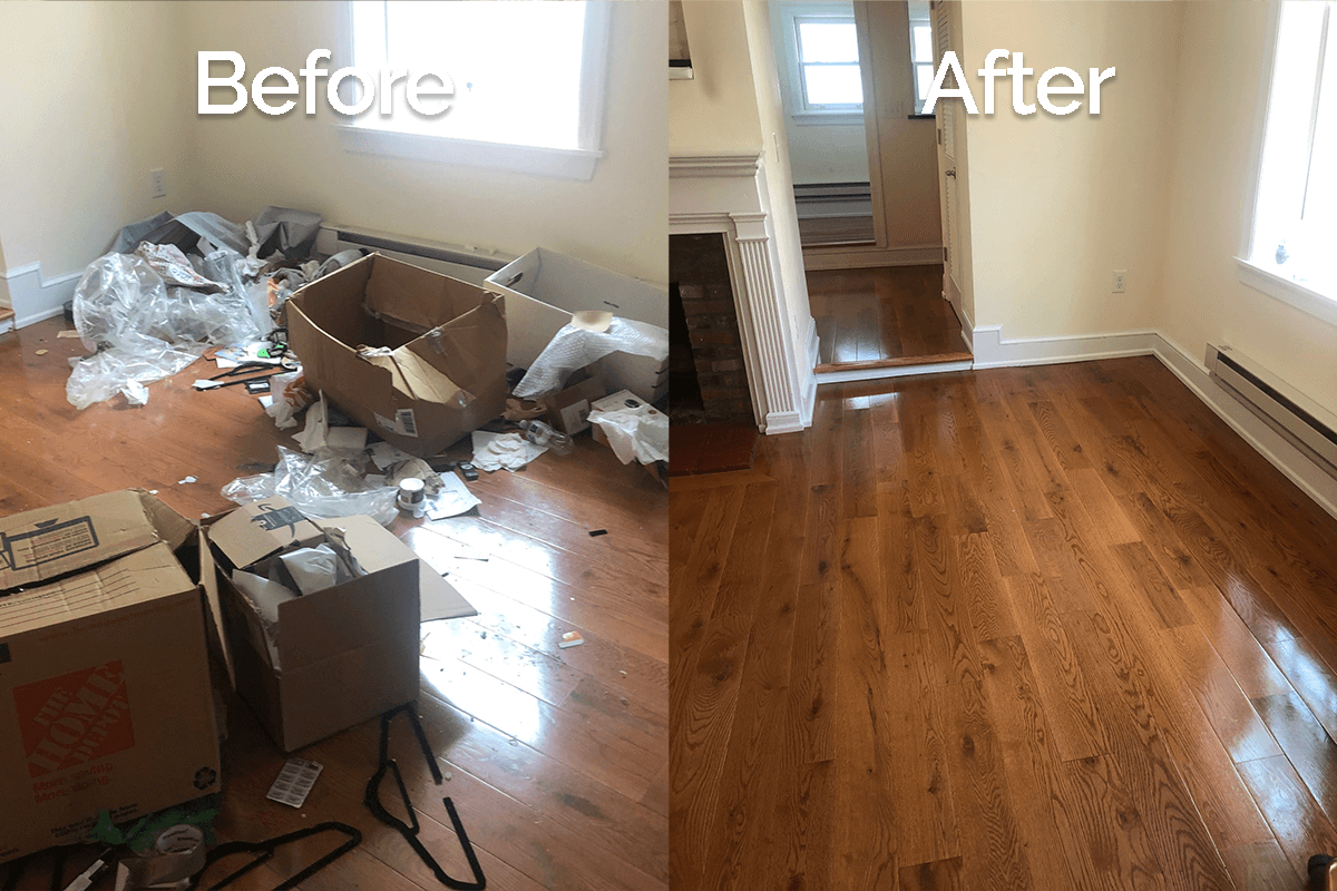 Living Room Cleaning Before & After in Collegeville Apartment