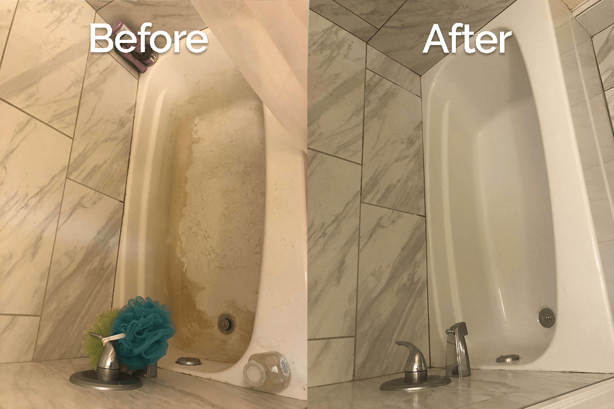 Shower Tub Cleaning Before & After in Collegeville Apartment